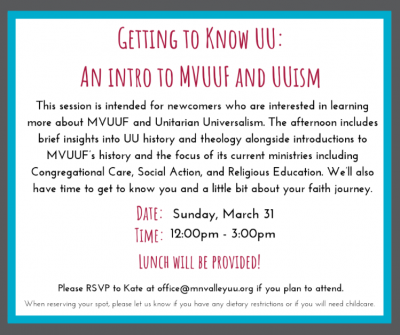 Getting to Know UU noon- 3 pm