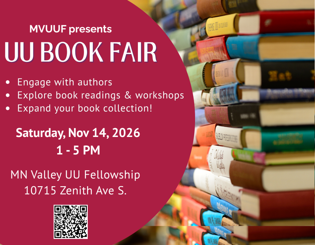 MVUUF OCT AD (4.5 x 3.5 in)_book fair Picture of Service Auction set up with tables full of auction items.